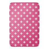 Witte polka kruist op fuchsia badmat (Voorkant Verticaal)
