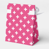 Witte polka kruist op fuchsia bedankdoosjes (Achterkant)