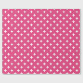 Witte polka kruist op fuchsia cadeaupapier (Vlak)