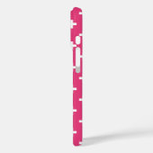Witte polka kruist op fuchsia Case-Mate iPhone case (Achterkant / Links)