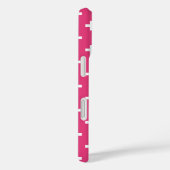 Witte polka kruist op fuchsia Case-Mate iPhone case (Achterkant / Rechts)