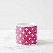 Witte polka kruist op fuchsia espresso kop (Voorkant)