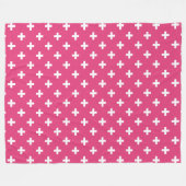 Witte polka kruist op fuchsia fleece deken (Voorkant (Horizontaal))