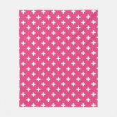 Witte polka kruist op fuchsia fleece deken (Voorkant)