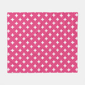 Witte polka kruist op fuchsia fleece deken (Voorkant (Horizontaal))