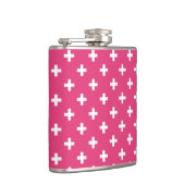 Witte polka kruist op fuchsia heupfles (Rechts)