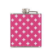 Witte polka kruist op fuchsia heupfles (Achterkant)