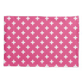 Witte polka kruist op fuchsia kussensloop (Achterkant)