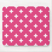 Witte polka kruist op fuchsia muismat (Voorkant)