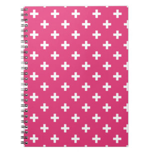 Witte polka kruist op fuchsia notitieboek