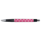 Witte polka kruist op fuchsia pen (Voorkant)