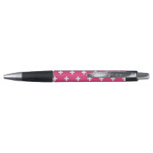 Witte polka kruist op fuchsia pen (Achterkant)