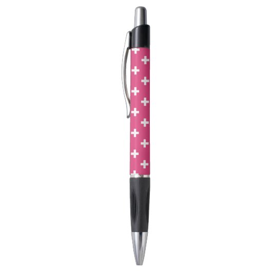 Witte polka kruist op fuchsia pen (Top (Verticaal))