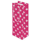 Witte polka kruist op fuchsia wijn cadeautas (Achterkant Gekanteld)