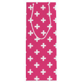 Witte polka kruist op fuchsia wijn cadeautas (Achterkant)