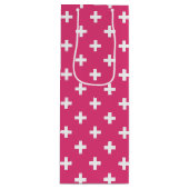Witte polka kruist op fuchsia wijn cadeautas (Voorkant)
