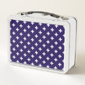 Witte polka kruist op marineblauw (Achterkant)