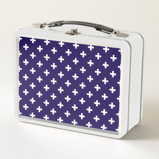 Witte polka kruist op marineblauw (Voorkant)
