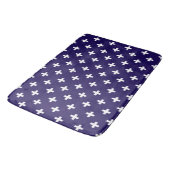 Witte polka kruist op marineblauw badmat (Gekanteld)