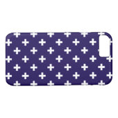 Witte polka kruist op marineblauw Case-Mate iPhone case (Achterkant (Horizontaal))
