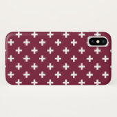 Witte polka kruist op moerbei Case-Mate iPhone case (Achterkant (horizontaal))
