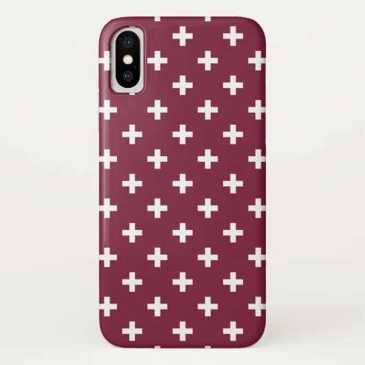 Witte polka kruist op moerbei Case-Mate iPhone case (Achterkant)