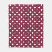 Witte polka kruist op moerbei fleece deken (Voorkant)
