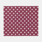 Witte polka kruist op moerbei fleece deken (Voorkant (Horizontaal))