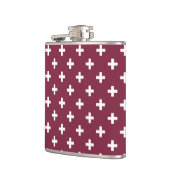 Witte polka kruist op moerbei heupfles (Links)