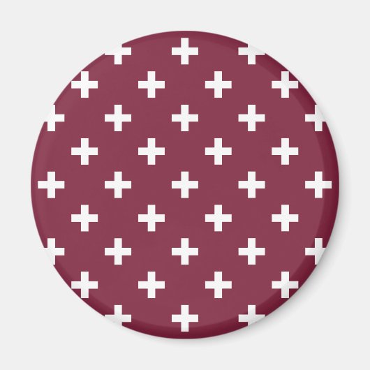 Witte polka kruist op moerbei magneet (Voorkant)