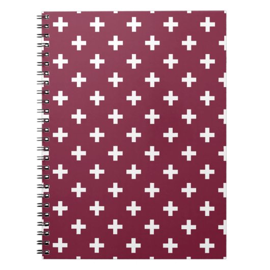 Witte polka kruist op moerbei notitieboek (Voorkant)