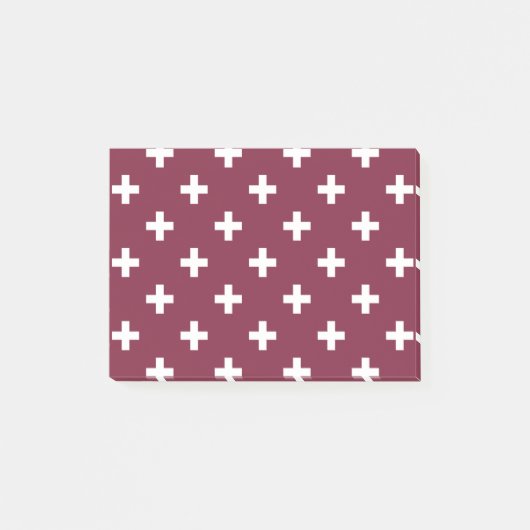 Witte polka kruist op moerbei post-it® notes (Voorkant)