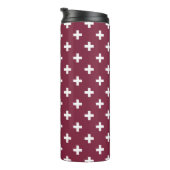 Witte polka kruist op moerbei thermosbeker (Geroteerd rechts)