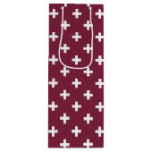 Witte polka kruist op moerbei wijn cadeautas (Voorkant)