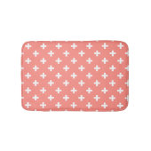 Witte polka kruist op perziken badmat (Voorkant)