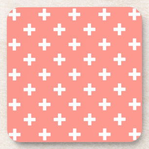 Witte polka kruist op perziken bier onderzetter