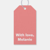 Witte polka kruist op perziken cadeaulabel (Achterkant)