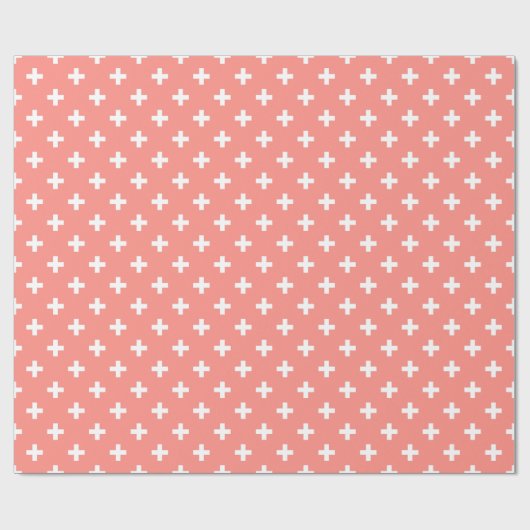Witte polka kruist op perziken cadeaupapier (Vlak)