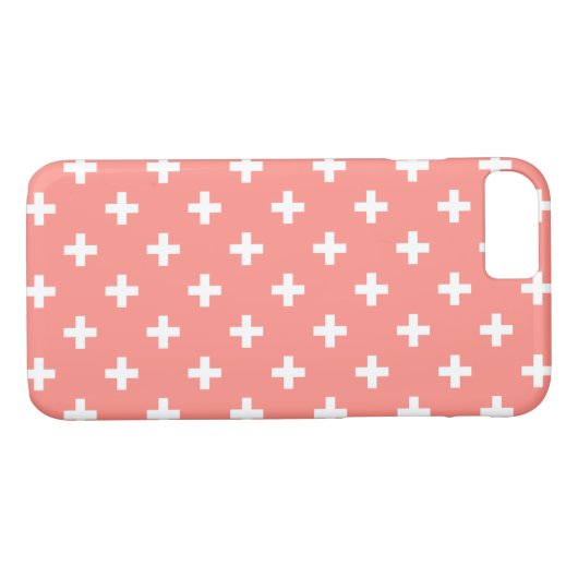 Witte polka kruist op perziken Case-Mate iPhone case (Achterkant (Horizontaal))