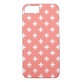 Witte polka kruist op perziken Case-Mate iPhone case (Achterkant)