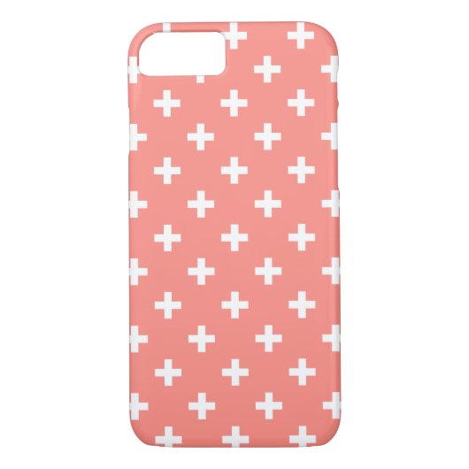 Witte polka kruist op perziken Case-Mate iPhone case (Achterkant)