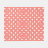 Witte polka kruist op perziken fleece deken (Voorkant (Horizontaal))