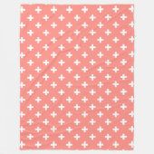 Witte polka kruist op perziken fleece deken (Voorkant)
