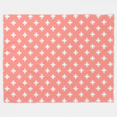 Witte polka kruist op perziken fleece deken (Voorkant (Horizontaal))