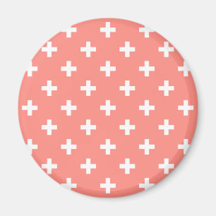 Witte polka kruist op perziken magneet