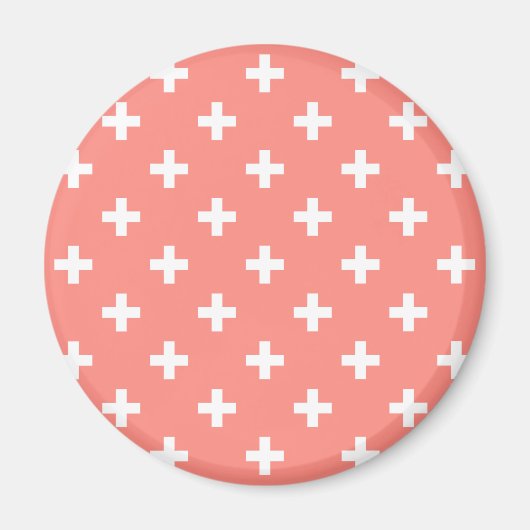Witte polka kruist op perziken magneet (Voorkant)