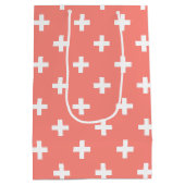 Witte polka kruist op perziken medium cadeauzakje (Achterkant)