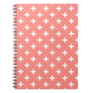 Witte polka kruist op perziken notitieboek