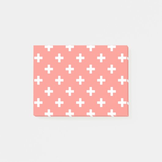 Witte polka kruist op perziken post-it® notes (Voorkant)