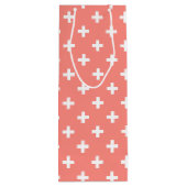 Witte polka kruist op perziken wijn cadeautas (Achterkant)